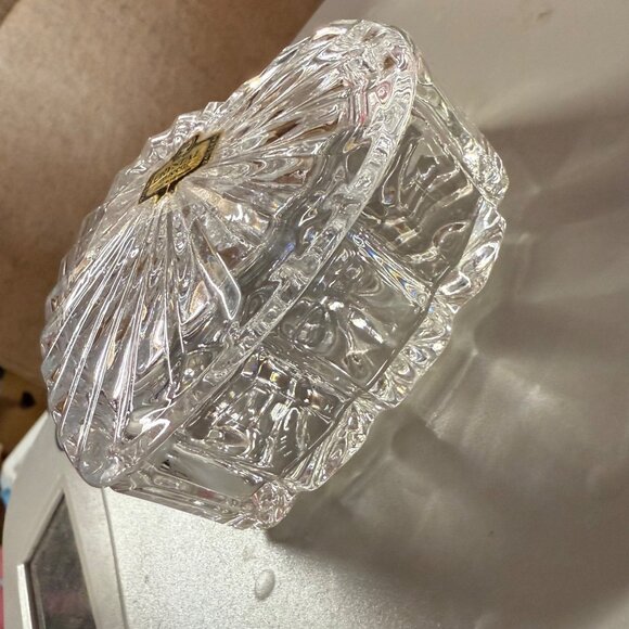 Heart-Shaped Crystal Zajecar 24% Lead Glass Trinket Box Made In Yugoslavia - Picture 11 of 16